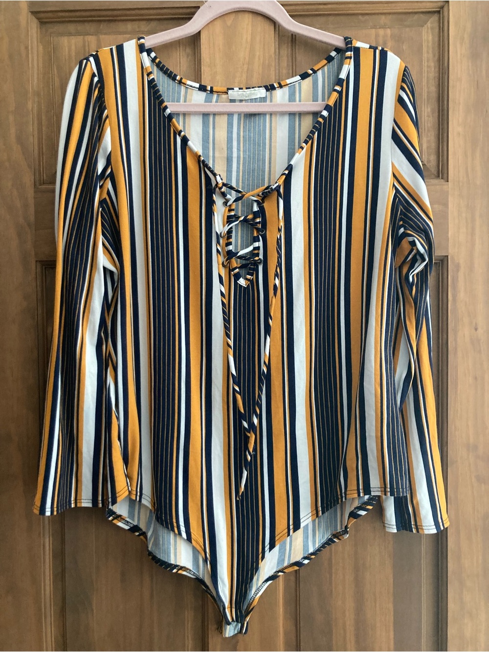 5/$15 LA Gypsy Striped LS Bodysuit (Plus Size)